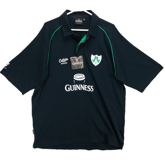 Guinness Polo Shirt Men’s XL Black Patch Logo Harp Pubwear Graphic Beer Shirt